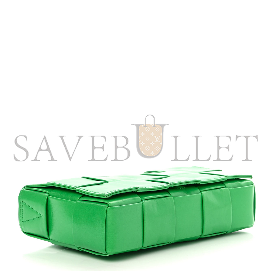 bo*te*ga Ve*ne*ta paper calfskin maxi intrecciato small cassette crossbody bag grass (23*15*5.5cm)